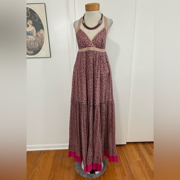 SALE!!  Moda International Sexy Boho Floral Tiered Full Circle Maxi Dress - Picture 2 of 9